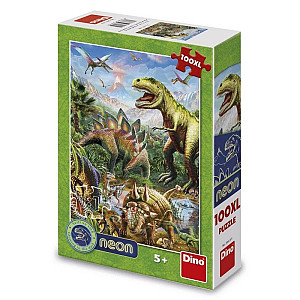 Svět dinosaurů: svítící neonové puzzle 100XL dílků
