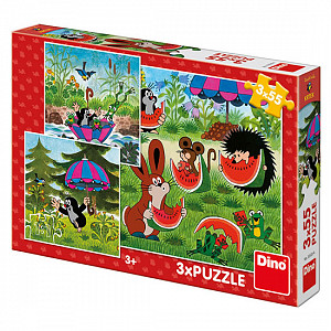 Krtek a paraplíčko: puzzle 3x55 dílků