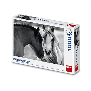 Koně - černobílí: puzzle 1000 dílků
