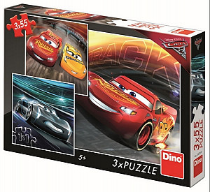 Auta 3 - Trénink: puzzle 3x55 dílků