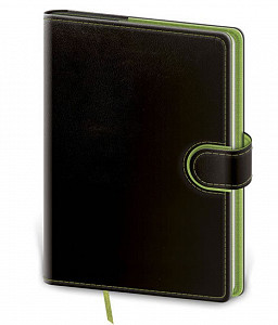 Zápisník Flip A5 tečkovaný - černo/zelená