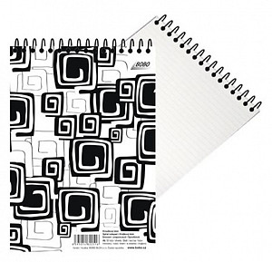 Blok BLACK & WHITE s horní plastovou spirálou A6, linka, 50 listů