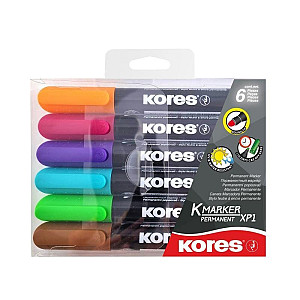 Kores K-MARKER Permanentní popisovač, kulatý hrot 3 mm, mix 6 barev