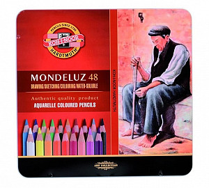 Koh-i-noor pastelky akvarelové umělecké MONDELUZ souprava 48 ks v plechové krabičce