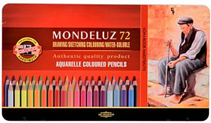 Koh-i-noor pastelky akvarelové umělecké MONDELUZ souprava 72 ks v plechové krabičce