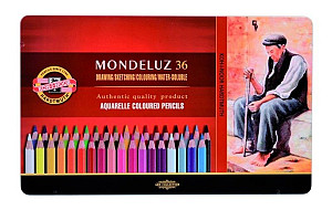 Koh-i-noor pastelky akvarelové umělecké MONDELUZ souprava 36 ks v plechové krabičce