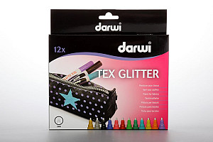 DARWI TEX GLITTER fixy na textil  sada 12 x 6 ml