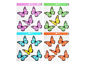 Okenní fólie 33 x 30cm - motýli s glitry/mix motivů