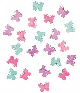 Dřevění motýli 2cm - fialovorůžový mix 24ks