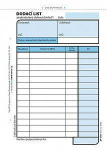 Dodací list, A6, 100 listů