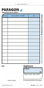 Paragon obchodní, 7,5 × 15 cm, 2 × 50 listů, číslovaný