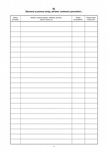 Záznamník provozu tvářecího stroje, A4, 12 listů