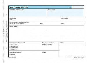 Reklamační list, A5, 100 listů