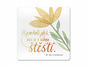 Korkový podtácek s citátem - Kamkoli jdeš, nes si s sebou štěstí