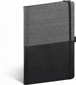Notes - Skiver černošedý, linkovaný, 13 × 21 cm