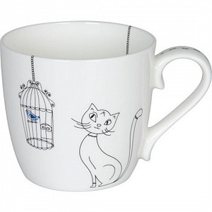 Hrnek - Kočka a ptáček v kleci / Cats and Birds