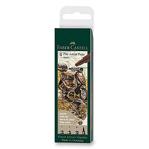 Faber - Castell Popisovač Pitt Artist Pen - sepia (S,F,M,B) 4 ks