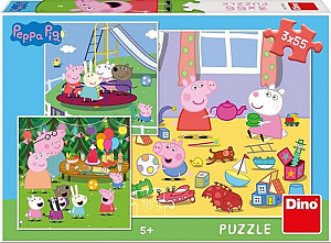 Puzzle 3x55 Peppa Pig na prázdninách