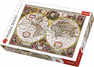 Puzzle: Historická mapa světa r. 1630, 2000 dílků