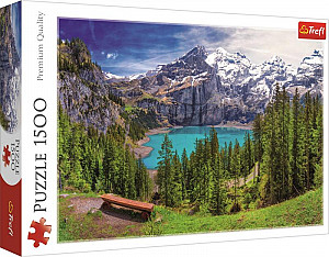 Puzzle: Jezero Oeschinen, Alpy 1500 dílků