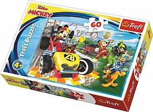 Trefl Puzzle Mickey Mouse a závodníci / 60 dílků