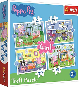 Trefl Puzzle Peppa Pig - Vzpomínky na prázdniny 4v1 (12,15,20,24 dílků)