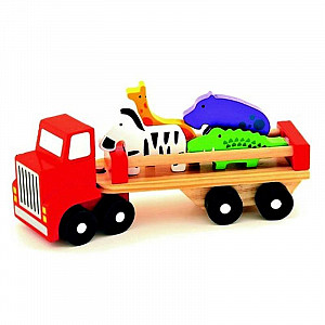 Dřevěné nákladní auto se zvířátky - Safari
