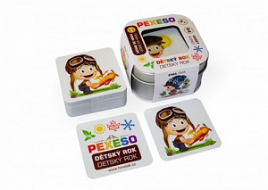 Pexeso dětský rok: 64 karet voděodolné v plechové krabičce Hmaťák