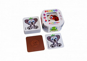 Pexeso Zvířátka: 64 karet v plechové krabičce Hmaťák