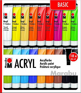 Marabu akrylová barva sada 18 x 36 ml