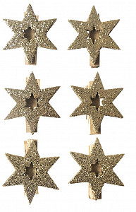 Hvězda zlatá na kolíčku 4 cm (6 ks)