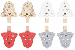 Zvonek dřevěný na kolíčku 4,5 cm (8 ks)