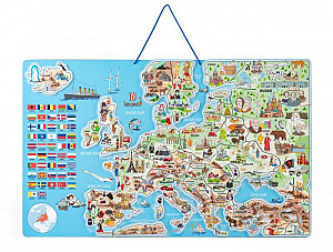 Woody Magnetická mapa EVROPY, společenská hra  3 v 1, v českém jazyce