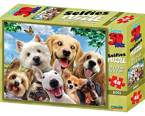Puzzle 3D - Pes Selfie / 48 dílků