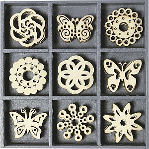 HEYDA Sada dřevěných dekorací v krabičce - motýli