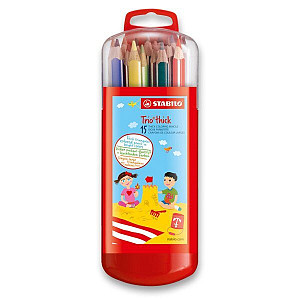 Pastelky STABILO Trio silné, sada 15 ks v etui