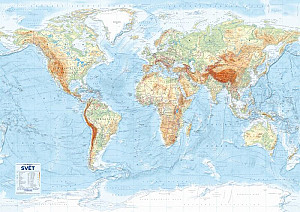 Svět - nástěnná obecně zeměpisná mapa 1 : 21 000 000