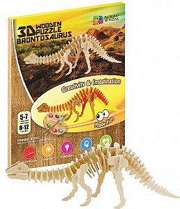 NiXiM Dřevěné 3D puzzle - Brontosaurus