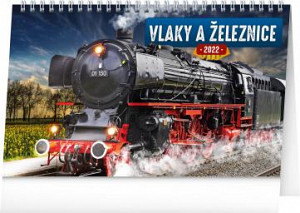 Kalendář 2022 stolní: Vlaky a železnice, 23,1 × 14,5 cm