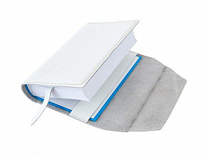 Variabilní kožený obal na knihu se záložkou - kůže bílá vzorovaná