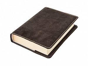 Kožený obal na knihu KLASIK XL 25,5 x 39,8 cm - kůže hnědá tmavá semiš