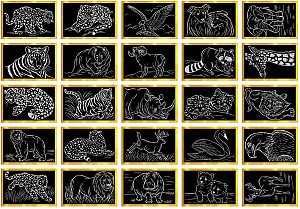 Škrabací obrázky se zlatým podkladem 15 x 10 cm