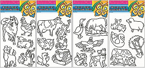 Předlohy na malování na sklo s vyvýšenou konturou - farma 30 x 21 cm