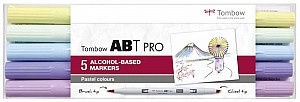 Tombow Oboustranný lihový fix ABT PRO - Pastel colors 5 ks