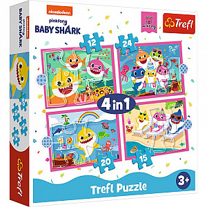 Puzzle: Baby Shark - Rodina 4v1 (12,15,20,24 dílků)