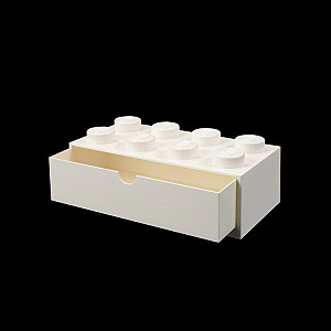 Úložný box LEGO stolní 8 se zásuvkou - bílý