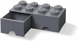 Úložný box LEGO s šuplíky 8 - tmavě šedý
