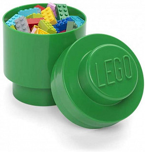 Úložný box LEGO kulatý - tmavě zelený