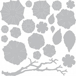 SIZZIX Thinlits vyřezávací kovové šablony - květy a lístky 21 ks