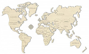 Mapa světa dřevěná velikost M (57x38cm)